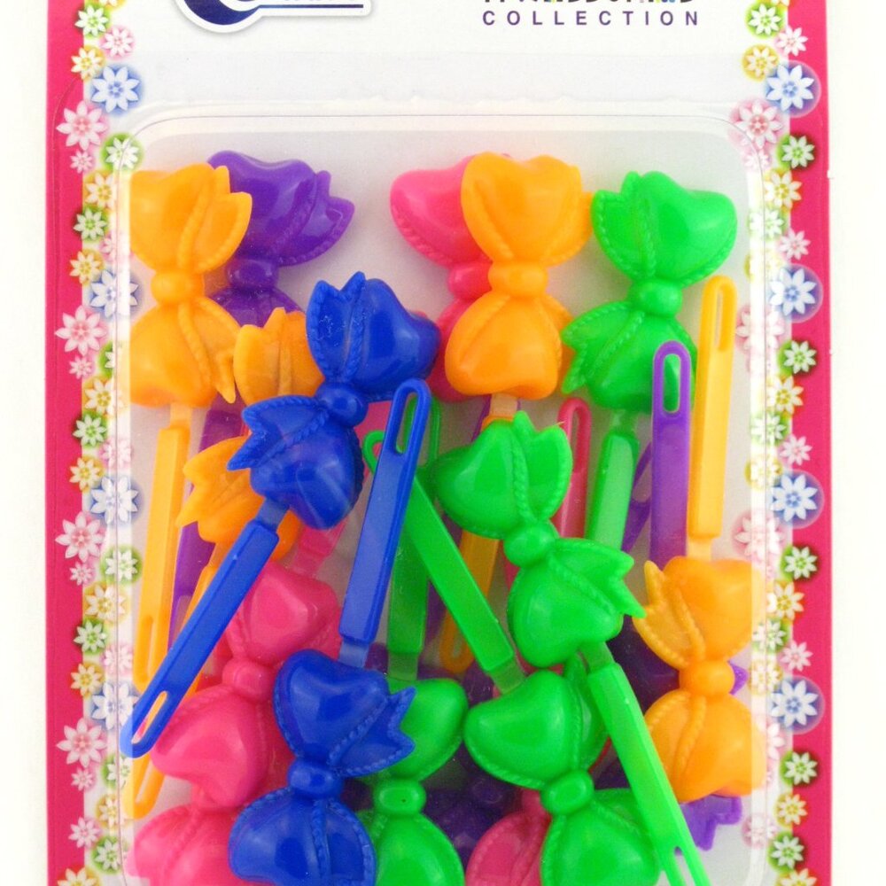 TARA GIRLS ASSORTED COLOR SELF-HINGE PLASTIC HAIR BARRETTES - 18 PCS. (08582)
